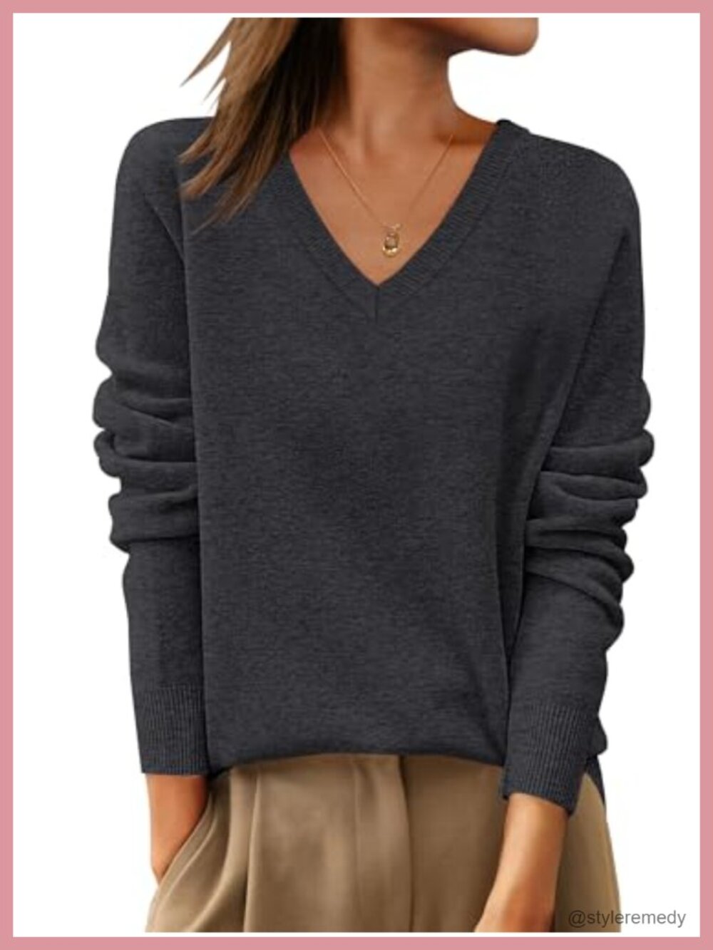 100% Wool V-Neck Long Sleeve Pullover Sweater Business Casual